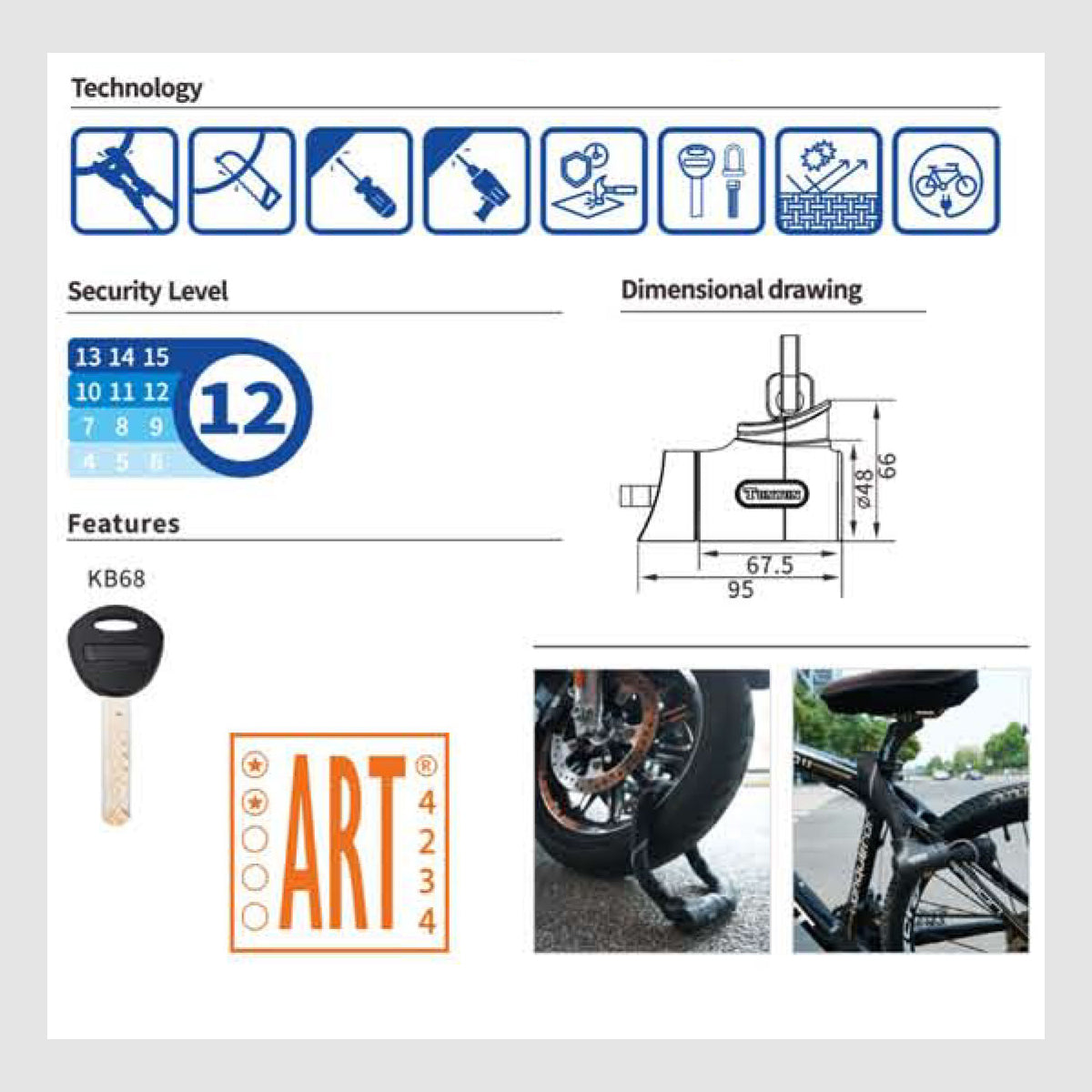 Fietsslot TY780 - 2 sterren